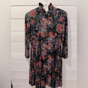 THE COTTON COLLECTION – Black Floral Button-Front Dress – Size S